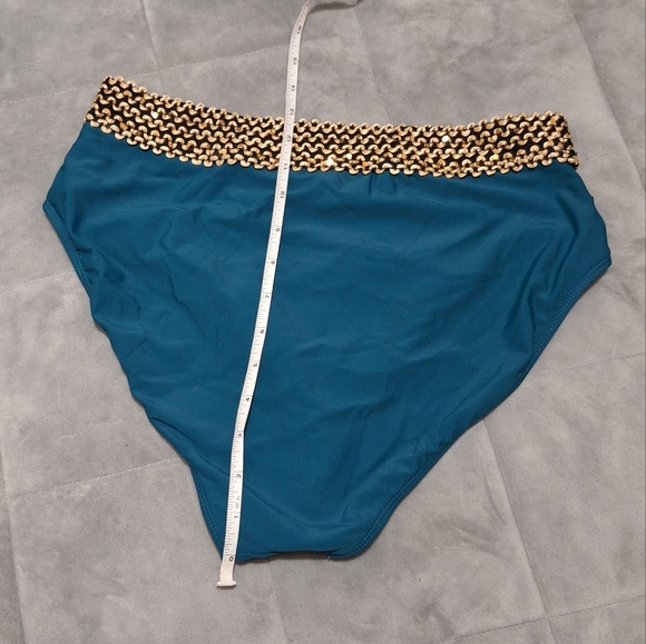 NWOT High Waist Bikini Bottom Teal - Picture 4 of 5